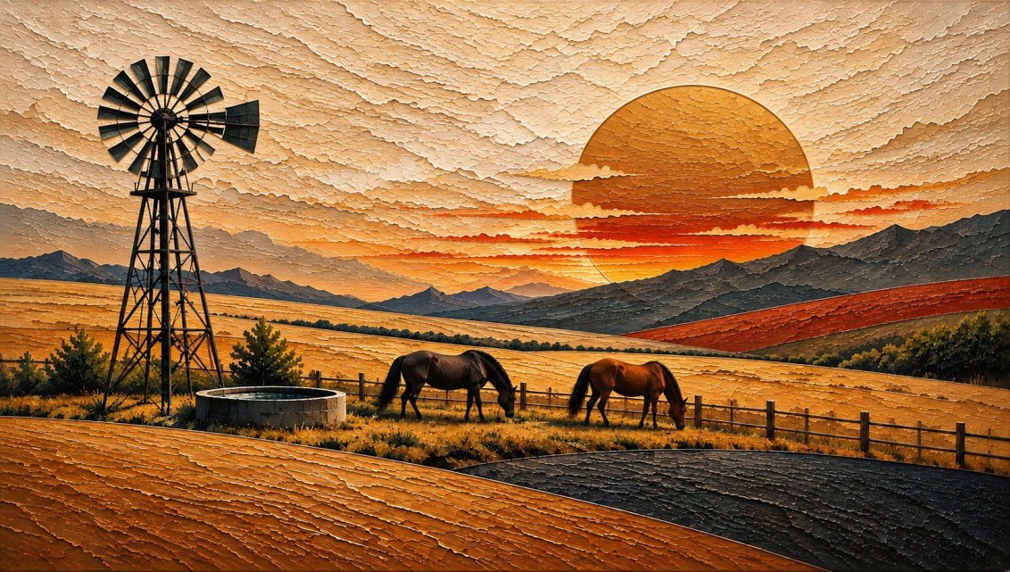 Campos de Horizonte, obra en relieve de la Colección Raíces