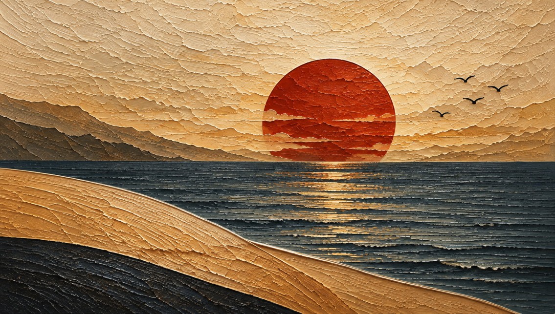 Ocaso Sereno, obra en relieve de la Colección Raíces